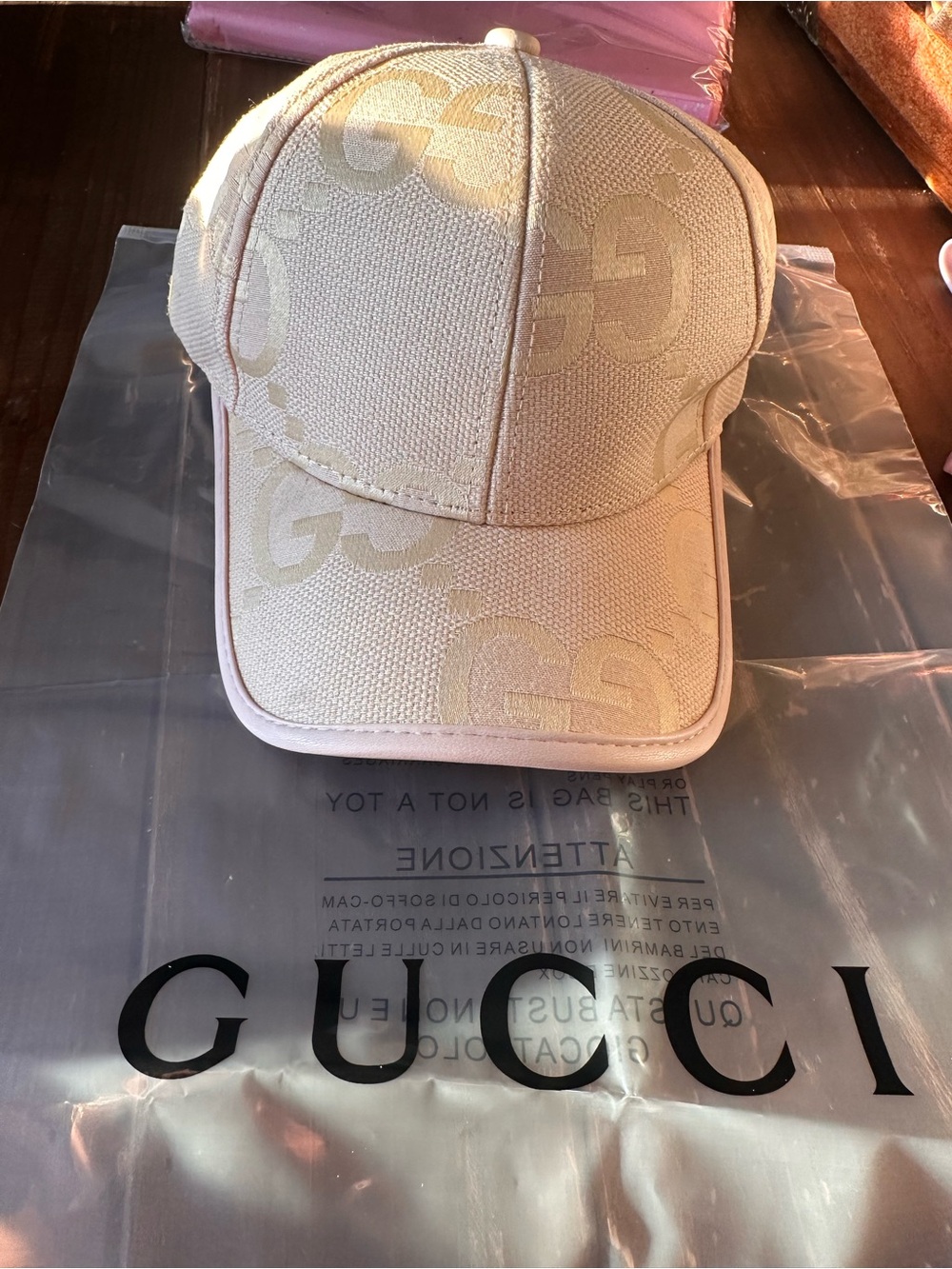 Source Unknown Beige Monogram Canvas Baseball Cap